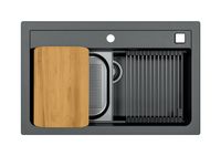 Мойка для кухни ALVEUS GRANITAL ATROX 40 CARBON - G91 790 X 500 1X в комплекте с сифоном 1132823, арт-1140447.0 — фото 1, Кухонные мойки