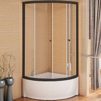 Душевой уголок Radomir Соул 1 90x90 профиль Черный стекло прозрачное арт-1-03-6-0-0-0020 — фото 1, Душевые уголки четверть круга