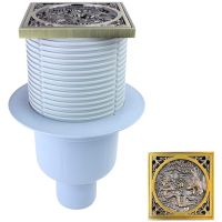 Душевой трап Bronze de Luxe Дракон с решеткой Бронза арт-21986-57 — фото 1, Трапы для душа