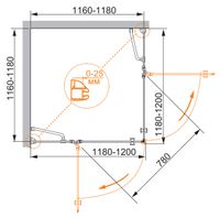 Душевой уголок CEZARES арт-VERONA-W-A-2-120-C-Cr — фото 3, Квадратные душевые уголки