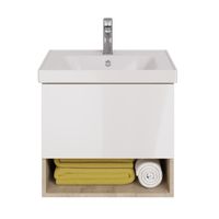 Тумба PERFECTO, 60 см, подвесная, 1 ящик, дуб эврика/белый глянец арт-99.0811 — фото 6, Тумбы под раковину