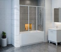 Шторка на ванну Bas Тесса 140 профиль Белый стекло прозрачное арт-ШТ00070 — фото 2, Шторки для ванной раздвижные