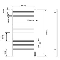 Электрический полотенцесушитель Comfysan Noumi EC-8 80x40 Хром арт-013752 — фото 2, Электрические полотенцесушители