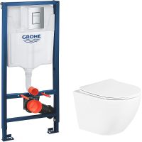 Комплект унитаза BelBagno Uno BB3105CHR/SC с инсталляцией Grohe Rapid SL 38772001 с сиденьем Микроли арт-BB3105CHR/SC+38772001 — фото 1, Комплекты унитаз + инсталляция