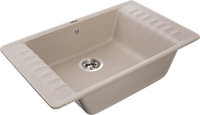 GRANFEST Мойка QUARZ 71 1-чаша+крыло 760*480мм песочный арт.GF-ZW- арт-71 песочный — фото 2, Кухонные мойки