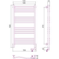 Электрический полотенцесушитель Сунержа Флюид 2.0 1000x500 R Черный матовый арт-31-5221-1050 — фото 2, Электрические полотенцесушители