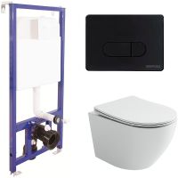 Комплект унитаза Ceramicanova Uno Rimless CN11001 с инсталляцией Berges Novum D5 040235 с сиденьем М арт-CN11001+040235 — фото 1, Комплекты унитаз + инсталляция