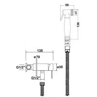 Гигиенический душ со смесителем AQUAme Retro Хром арт-AQM6010CR — фото 2, Гигиенические души