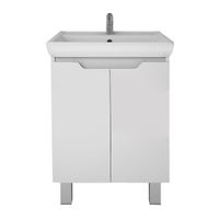 Тумба Q PLUS (D), 55 см, подвесная/напольная, 2 дверцы, с опорами, белый глянец арт-99.1008 — фото 8, Тумбы под раковину