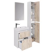 Тумба SLIM, 55 см, подвесная/напольная, 2 ящика, белый глянец / дуб кантри арт-99.0500 — фото 2, Тумбы под раковину