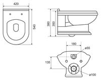 Чаша подвесного унитаза CEZARES KING PALACE арт-CZR-163-TH — фото 4, Подвесные унитазы