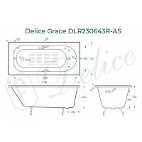 Чугунная ванна Delice Grace 170x70 с отверстиями под ручки с антискользящим покрытием арт-DLR230643R-AS — фото 2, Чугунные ванны
