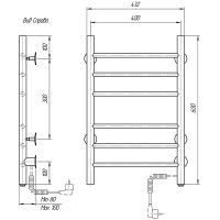 Электрический полотенцесушитель Domoterm Аврора DMT 109-6 40x60 EK R Хром арт-DMT109-640x60EKR — фото 2, Электрические полотенцесушители