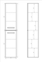 Пенал ALMI, 35 см, подвесной/напольный, универсальный, 2 дверцы, 4 стеклянные полки, белый глянец арт-99.0208 — фото 4, Пеналы для ванной комнаты