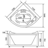 Акриловая ванна BellSan Селена 153x153 без гидромассажа арт-4627171530424 — фото 3, Акриловые ванны