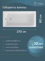 Чугунная ванна Delice Parallel 170x80 с черными матовыми ручками с антискользящим пок арт-DLR220502RB-AS — фото 3, Чугунные ванны