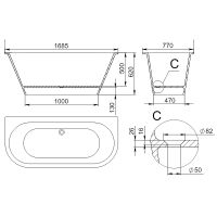 Ванна из искусственного камня Holbi Galatea 169x77 Белая матовая арт-1.01.003.11.1 — фото 2, Ванны из искусственного камня