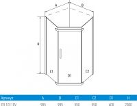 Душевой уголок Erlit Comfort 100х100 профиль Хром стекло прозрачное арт-ER10110V-C1 — фото 5, Душевые уголки трапеция