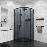 Душевое ограждение Niagara Eco (90х90х190) четверть круга,раздвижное,черный,стекло тонир арт-NG-1007-14T — фото 1, Душевые уголки четверть круга