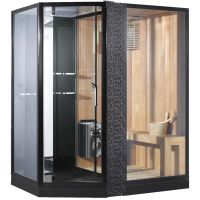 Душевая кабина Orans 180x130 R с сауной профиль Черный стекло прозрачное арт-89103rb — фото 1, Душевые кабины