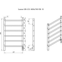 Электрический полотенцесушитель Grois Черный матовый арт-Laura GR-131 400x 700 П6 RAL9005 R — фото 2, Электрические полотенцесушители