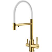 Смеситель для кухни Raglo Золото матовое Белый арт-R81.63.03 — фото 1, Смесители для кухни