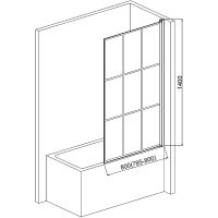 Шторка на ванну AQUAme 80 R профиль Черный матовый стекло прозрачное арт-AQM2858-R — фото 5, Неподвижные шторки для ванной