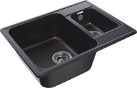 GRANFEST Мойка QUARZ 09 1,5-чаши 620*480мм черный арт.GF-Z- арт-09 черный — фото 2, Кухонные мойки
