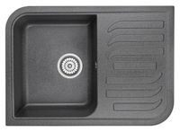 Granula- (ЧЁРНО-СЕРЫЙ), кухонная мойка, кварц арт-7001, ГРАФИТ — фото 1, Кухонные мойки