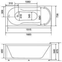Акриловая ванна BellSan Риана 170x74 без гидромассажа арт-4627171530370 — фото 3, Акриловые ванны