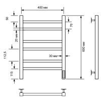 Электрический полотенцесушитель Comfysan Pioli-K EC-6 60x40 Хром арт-014117 — фото 2, Электрические полотенцесушители
