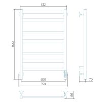 Электрический полотенцесушитель Larusso Кватро П7 500х800 Хром арт-4670078536242 — фото 2, Электрические полотенцесушители