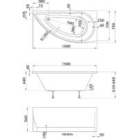 Акриловая ванна Creto Palermo 150х75 L без гидромассажа арт-13-15075L — фото 2, Акриловые ванны