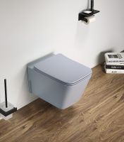 Унитаз CeramaLux подвесной Голубой матовый с сиденьем Микролифт арт-5170MHL — фото 3, Подвесные унитазы