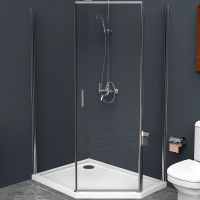 Душевой уголок BelBagno Uno 100х80 профиль Хром стекло прозрачное арт-UNO-195-PH-1-100/80-C-Cr — фото 1, Душевые уголки трапеция