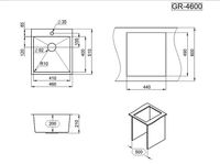 Granula-, стальная кухонная мойка арт-4600, ЗОЛОТО САТИН — фото 3, Кухонные мойки