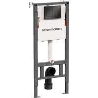 Система инсталляции для унитазов CERAMICANOVA Balance с кнопкой смыва Square, цвет черный матовый, с арт-CN121002MB — фото 2, Инсталляции для унитазов