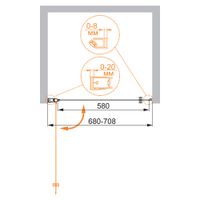 Душевая дверь CEZARES арт-ELENA-W-B-1-70-P-Cr-L — фото 3, Распашные душевые двери