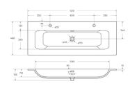Керамическая раковина с одной чашей и двумя отверстиями под смеситель CEZARES арт-CZR-8073-120-1-2 — фото 6, Раковины встраиваемые сверху
