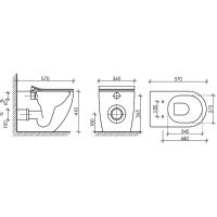 Унитаз Ceramicanova Metropol Rimless приставной Черный матовый с сиденьем Микролифт арт-CN4004MB — фото 10, Приставные унитазы