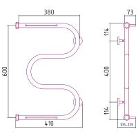 Водяной полотенцесушитель Сунержа М-образный 600х400 с двумя полками Хром арт-00-0008-6040 — фото 6, Водяные полотенцесушители