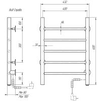 Электрический полотенцесушитель Domoterm Классик DMT 109-5 40x60 EK R Хром арт-DMT109-540x60EKR — фото 2, Электрические полотенцесушители