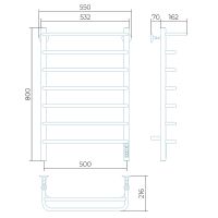 Электрический полотенцесушитель Larusso Стандарт КС П7 500х800 с полкой Белый арт-4670078536594 — фото 2, Электрические полотенцесушители