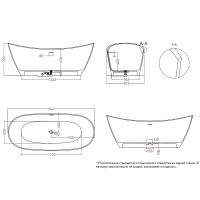 Ванна из искусственного камня Salini Noemi 185х80 Белая матовая арт-101811SM — фото 6, Ванны из искусственного камня