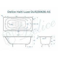 Чугунная ванна Delice Haiti Luxe 150x80 без отверстий под ручки с антискользящим покрыт арт-DLR230636-AS — фото 2, Чугунные ванны