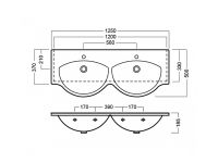 Товар: Раковина Hatria Sophie 125 двойная Белая арт-Y0Q501 - фото 2 Раковина Hatria Sophie 125 двойная Белая арт-Y0Q501 — фото 2, Раковины подвесные
