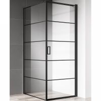 Душевой уголок AQUAme 80x80 R профиль Черный матовый стекло прозрачное арт-AQM5215-RH-8 — фото 1, Квадратные душевые уголки