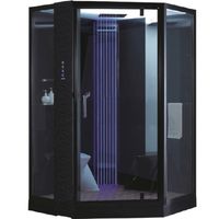 Душевая кабина Orans 130x130 с баней профиль Черный задние стенки Черные арт-89106b0 — фото 1, Душевые кабины