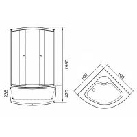 Душевой уголок Parly 80x80 профиль Белый стекло матовое арт-ZF80 — фото 6, Душевые уголки четверть круга