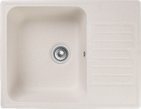 GRANFEST Мойка QUARZ 13 1-чаша+крыло 620*480мм белый арт.GF-Z- арт-13 белый — фото 1, Кухонные мойки